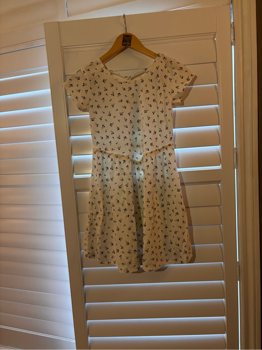 Old Navy White Dress with Navy Floral Print